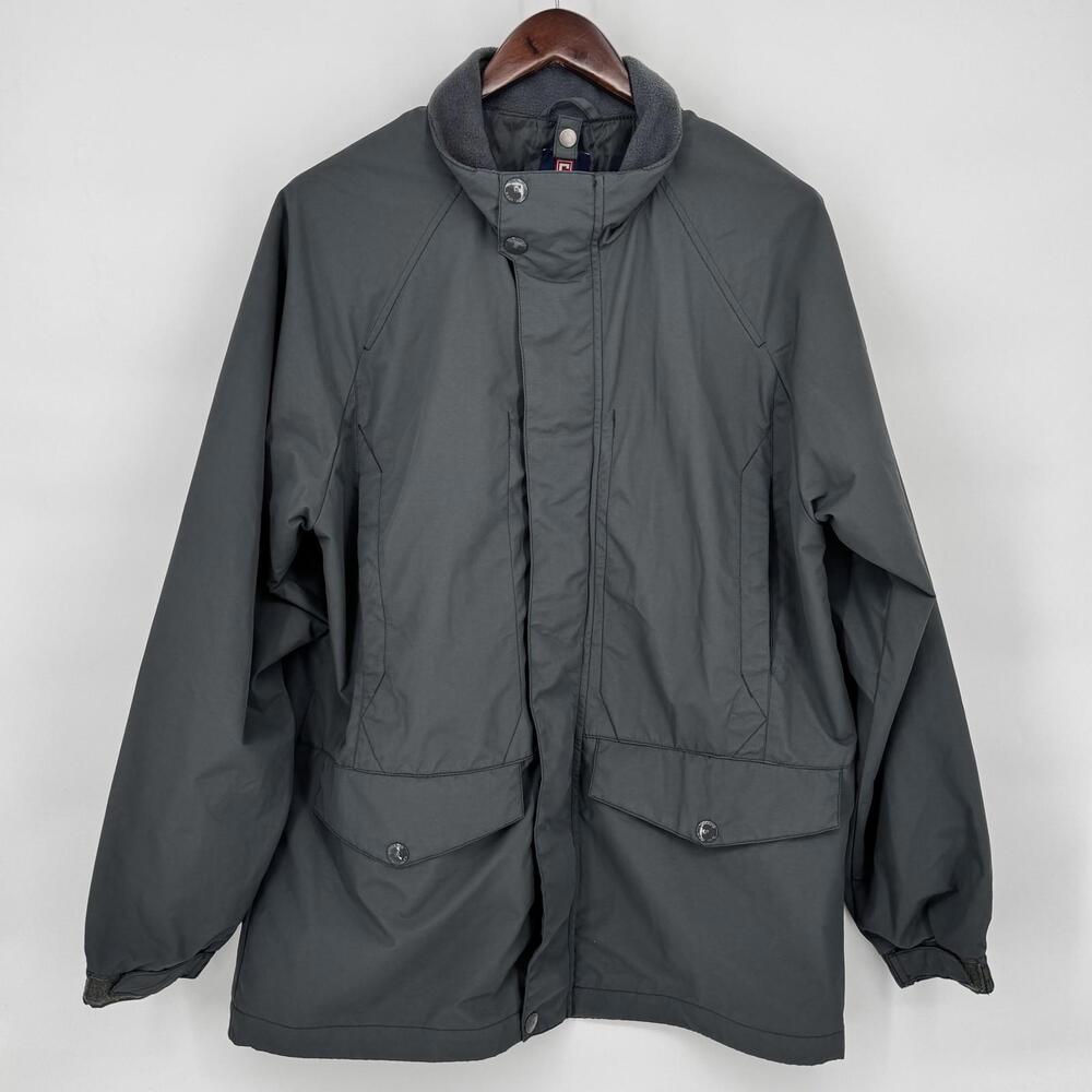 Chaps Jacket Mens Medium Gray Nylon Parka Full Zip Lined Winter Coat Pockets